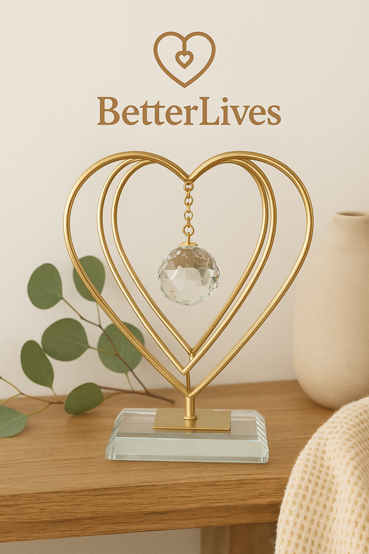 Elegant Heart-Shaped Crystal Ornament with Glass Base